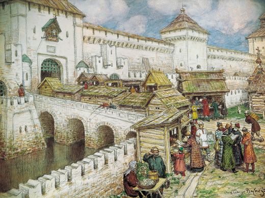 Bookstalls on the Spassky Bridge — Apollinary Vasnetsov, 1902