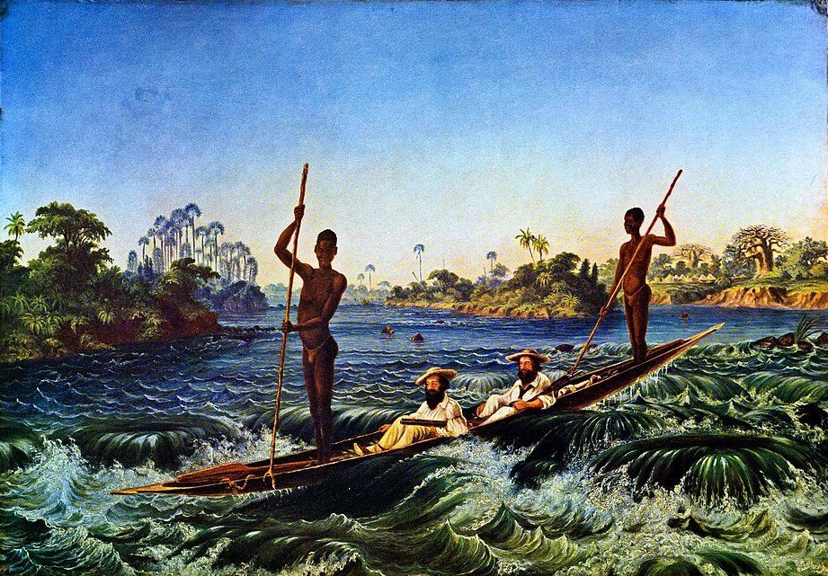 Boatman of the Zambezi Rapids by Thomas Baines, 1865, drawn at Zambezi River near Victoria Falls
