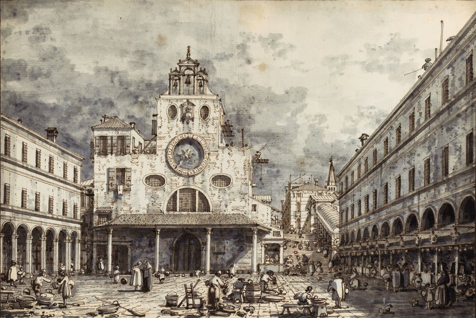 Campo San Giacomo di Rialto by Canaletto, 18th century, drawn at Campo San Giacomo, Rialto, Venice