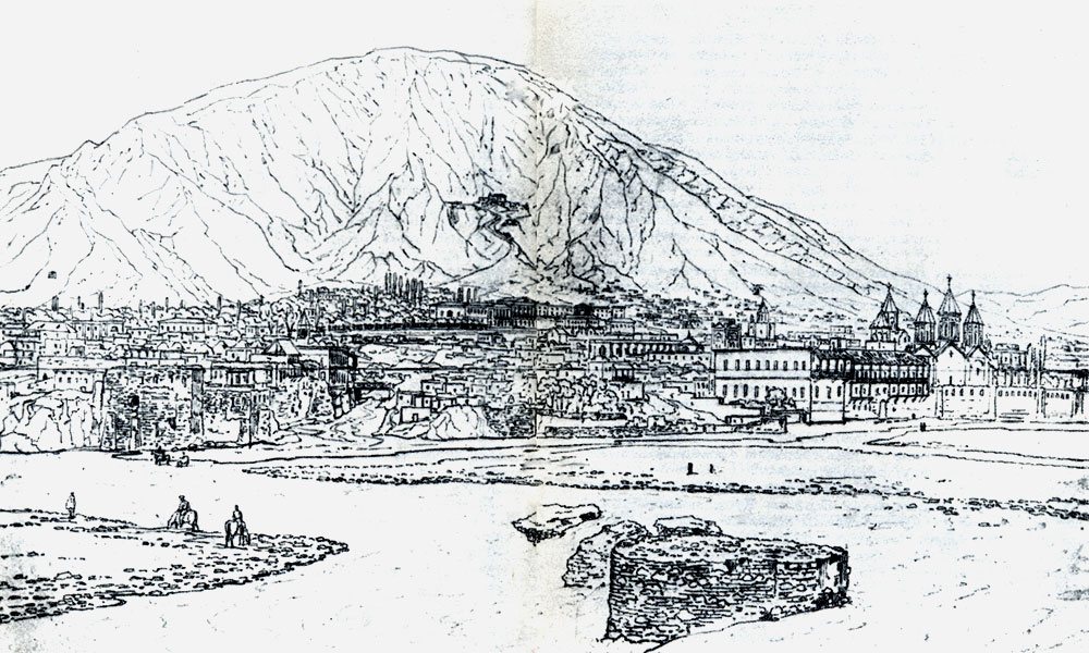 Tiflis and Mount Mtatsminda by Nikanor Chernetsov, 1830s, drawn at Old Tbilisi