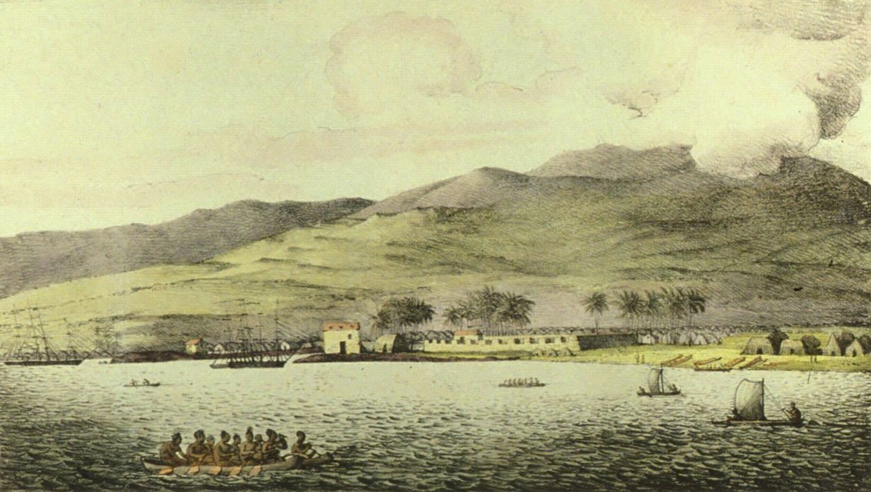 The Port of Honolulu by Louis Choris, 1816, drawn at Honolulu, Hawaii