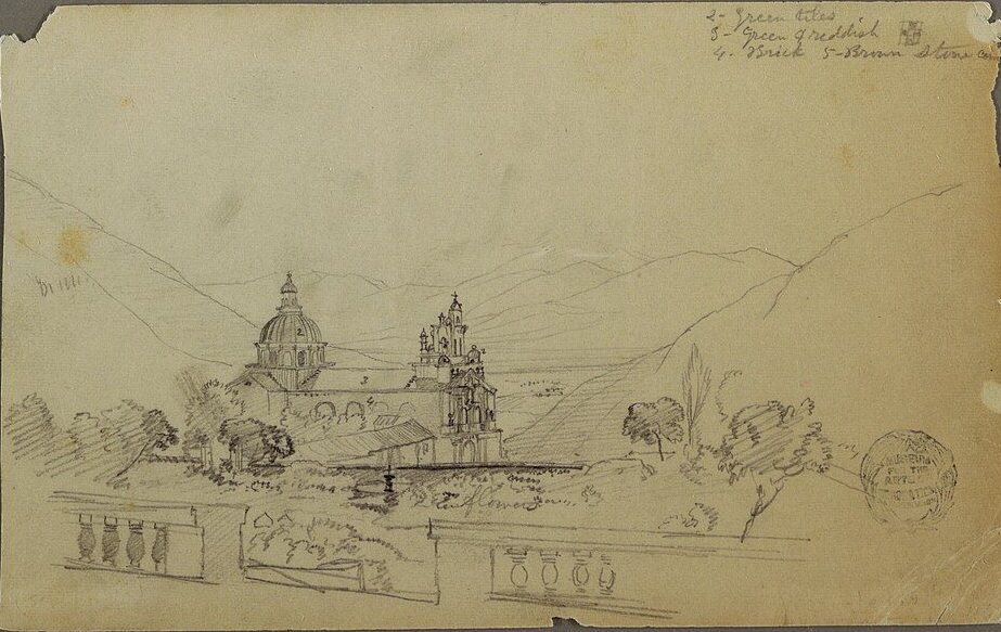 كنيسة في جبال الإكوادور من رسم فريدريك إدوين تشيرش, سبتمبر 1853، رُسم في جبال الأنديز، الإكوادور