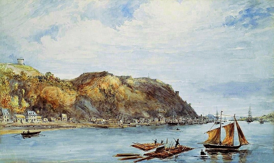 Quebec from Cape Diamond Harbour by James Pattison Cockburn, 1827, drawn at Cape Diamond, Quebec City, Canada