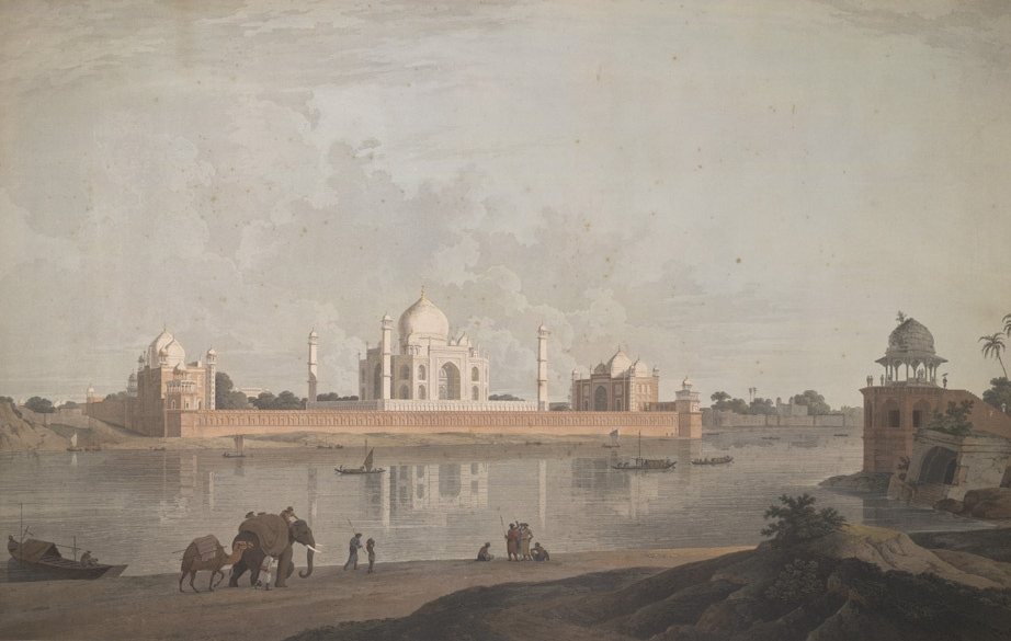 The Taj Mahal, Agra by William Daniell, 1801, drawn at Taj Mahal, Agra, India