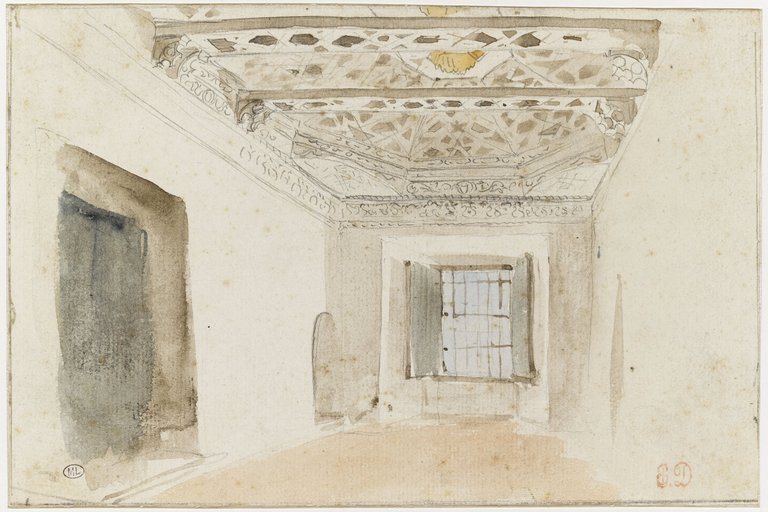 Arab Interior, “Delacroix’s Room” by Eugène Delacroix, 1832, drawn at Meknes, Morocco