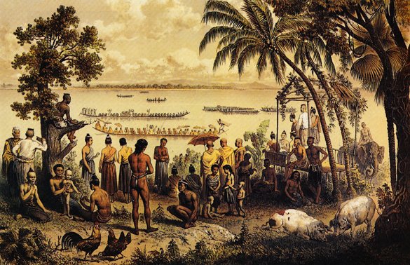 Pirogue Races at Bassac by Louis Delaporte, 1873, drawn at Bassac (Champasak), Laos