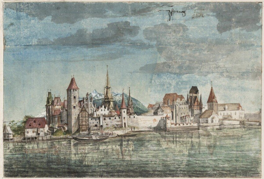 Innsbruck from the North by Albrecht Dürer, 1494, drawn at Innsbruck, Austria