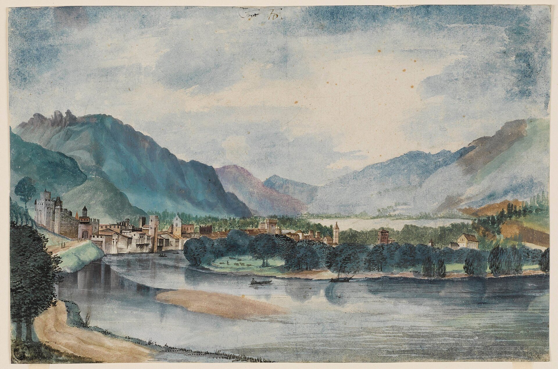 Trento from the North by Albrecht Dürer, Spring 1495, drawn at Trento, Italy