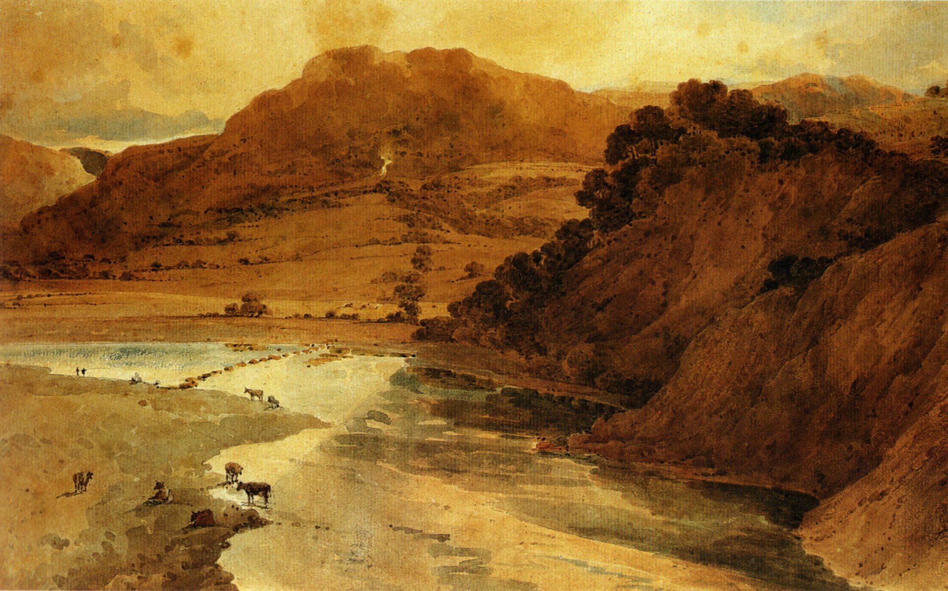 Near Bolton Abbey by Thomas Girtin, c. 1800, drawn at Bolton Abbey, Yorkshire, England
