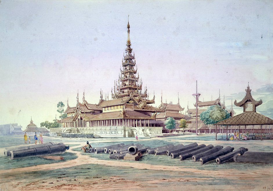 The King’s Palace at Amarapura by Colesworthy Grant, 1855, drawn at Amarapura, Myanmar