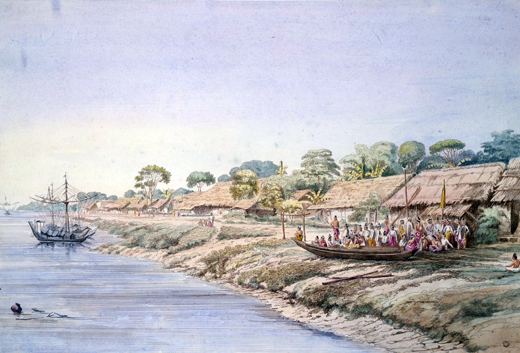 Henzada Seen from the Steamer — Colesworthy Grant, 1855