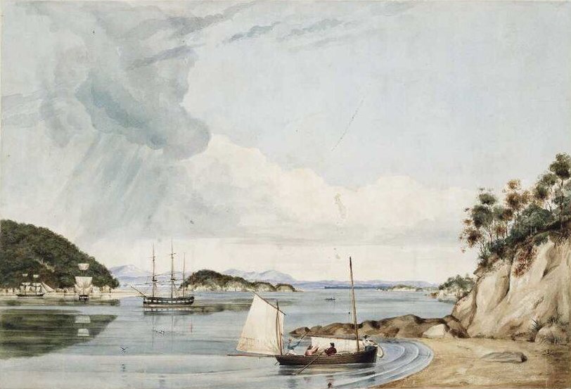 Astrolabe Roadstead, Tasman Bay by Charles Heaphy, 1841, drawn at Tasman Bay, South Island, New Zealand