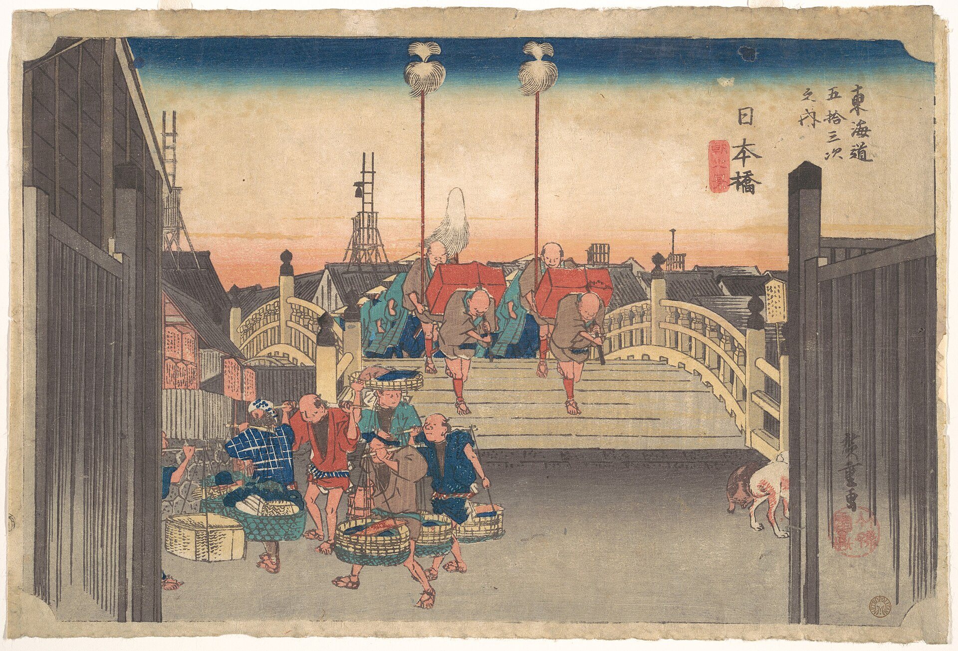 Morning View of Nihonbashi by Utagawa Hiroshige, c. 1833, drawn at Nihonbashi Bridge, Tokyo