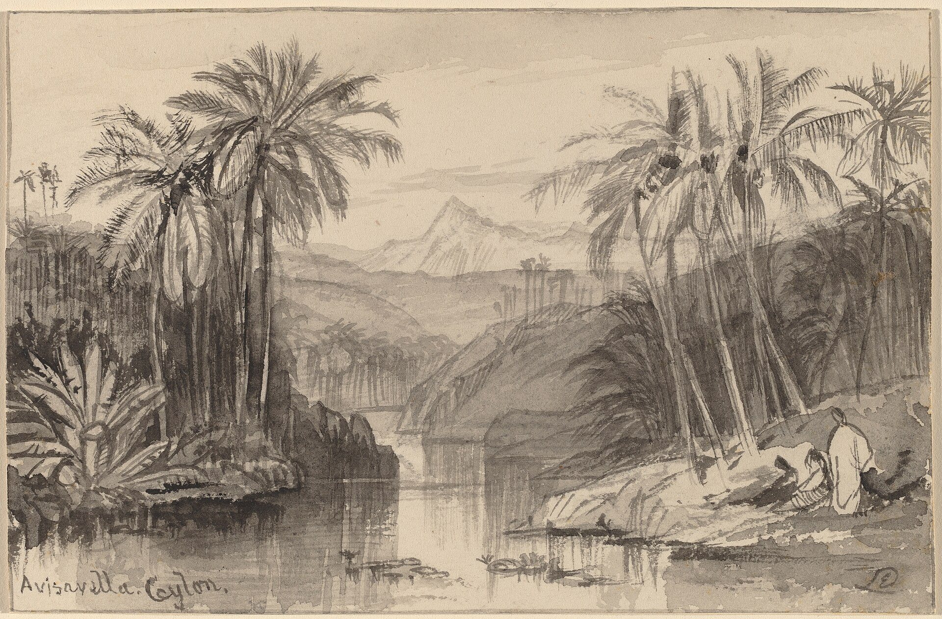 Avisavella, Ceylon by Edward Lear, 1884–1885, drawn at Avissawella, Sri Lanka
