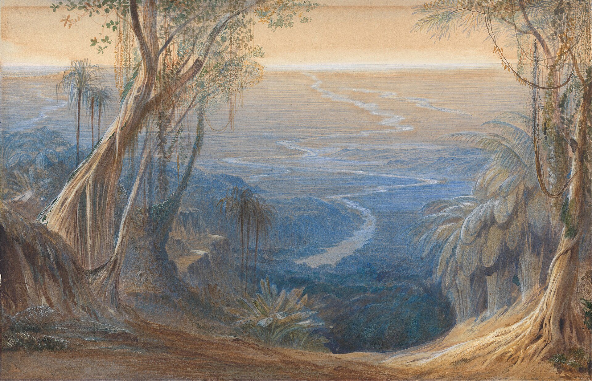 Plains of Bengal from above Siliguri by Edward Lear, 1874, drawn at Siliguri, Bengal, India