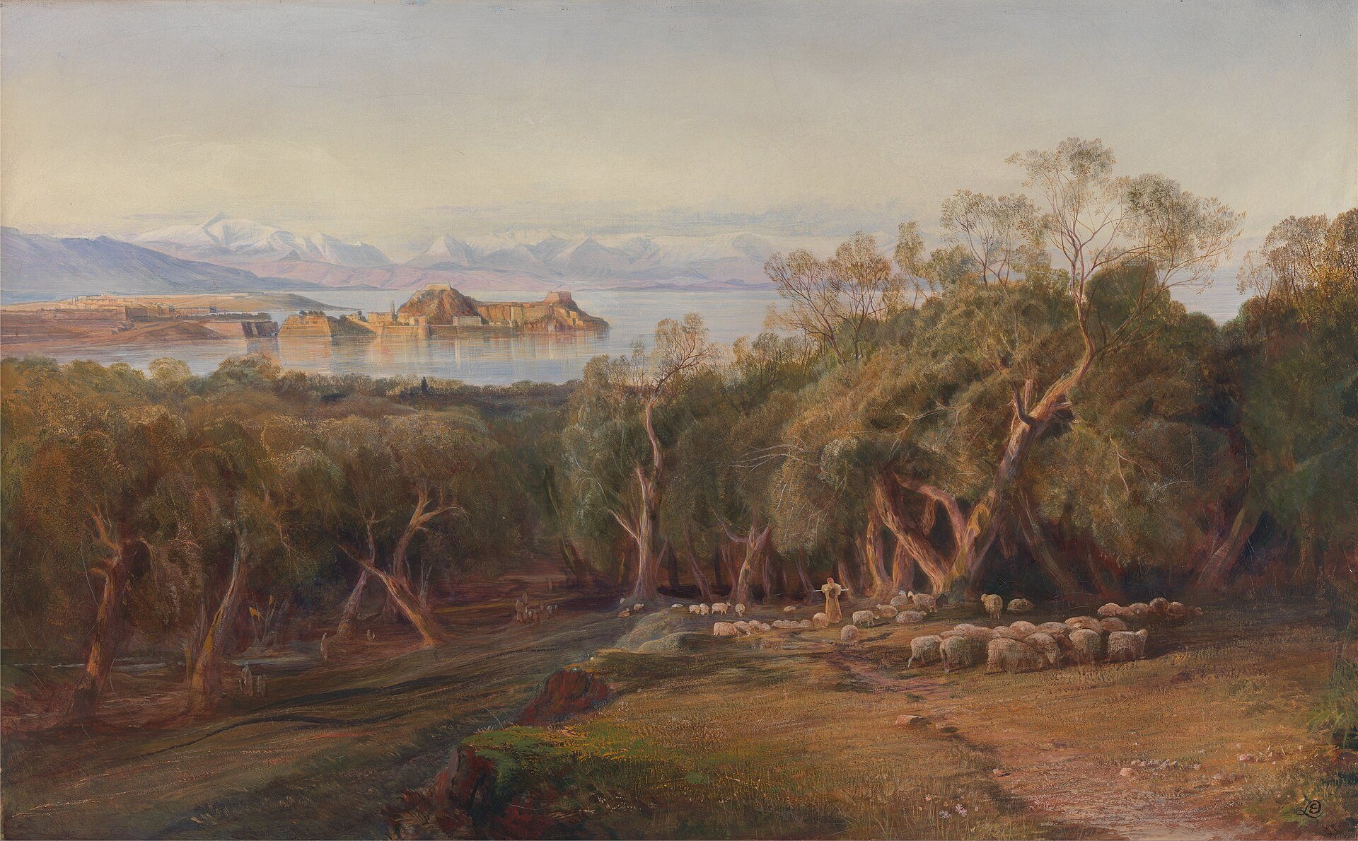 Corfu from Ascension by Edward Lear, 1862, drawn at Corfu, Greece