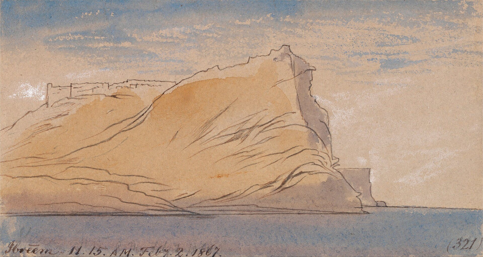 Qasr Ibrim, Nubia by Edward Lear, 1867, drawn at Qasr Ibrim, Egypt