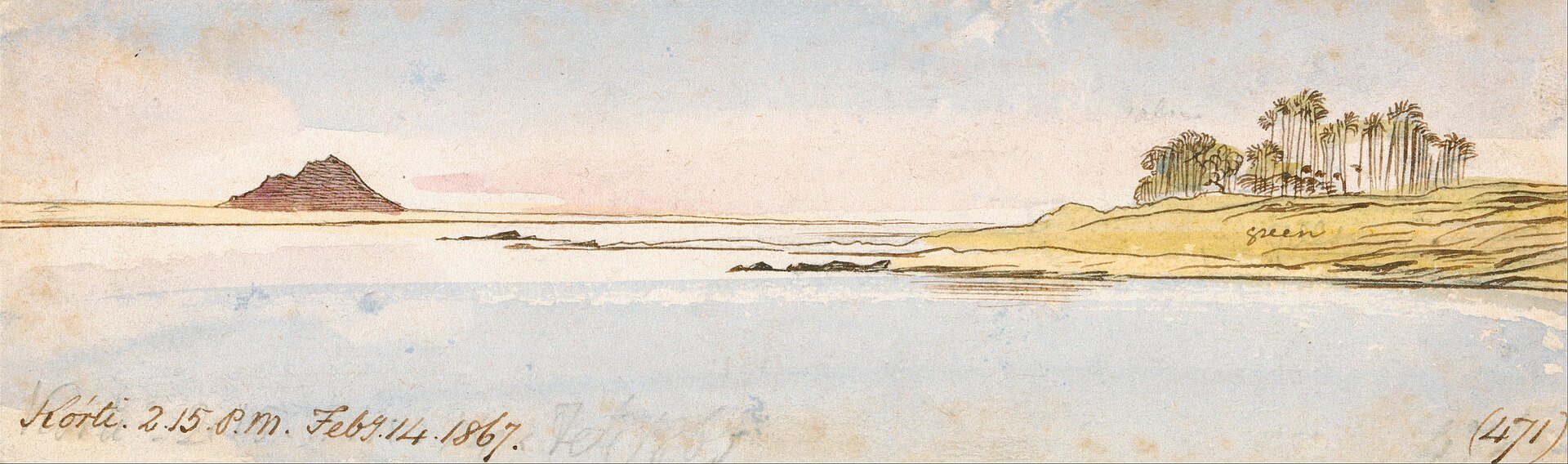 Korti, Sudan by Edward Lear, 1867, drawn at Korti, Sudan