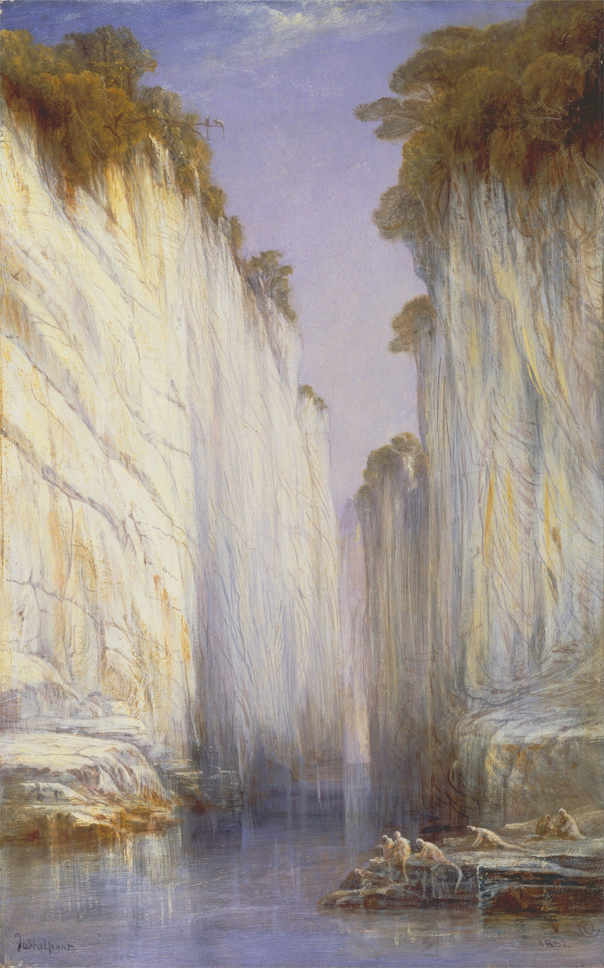 The Marble Rocks, Jubbulpore by Edward Lear, 1882, drawn at Bhedaghat, Jabalpur, India
