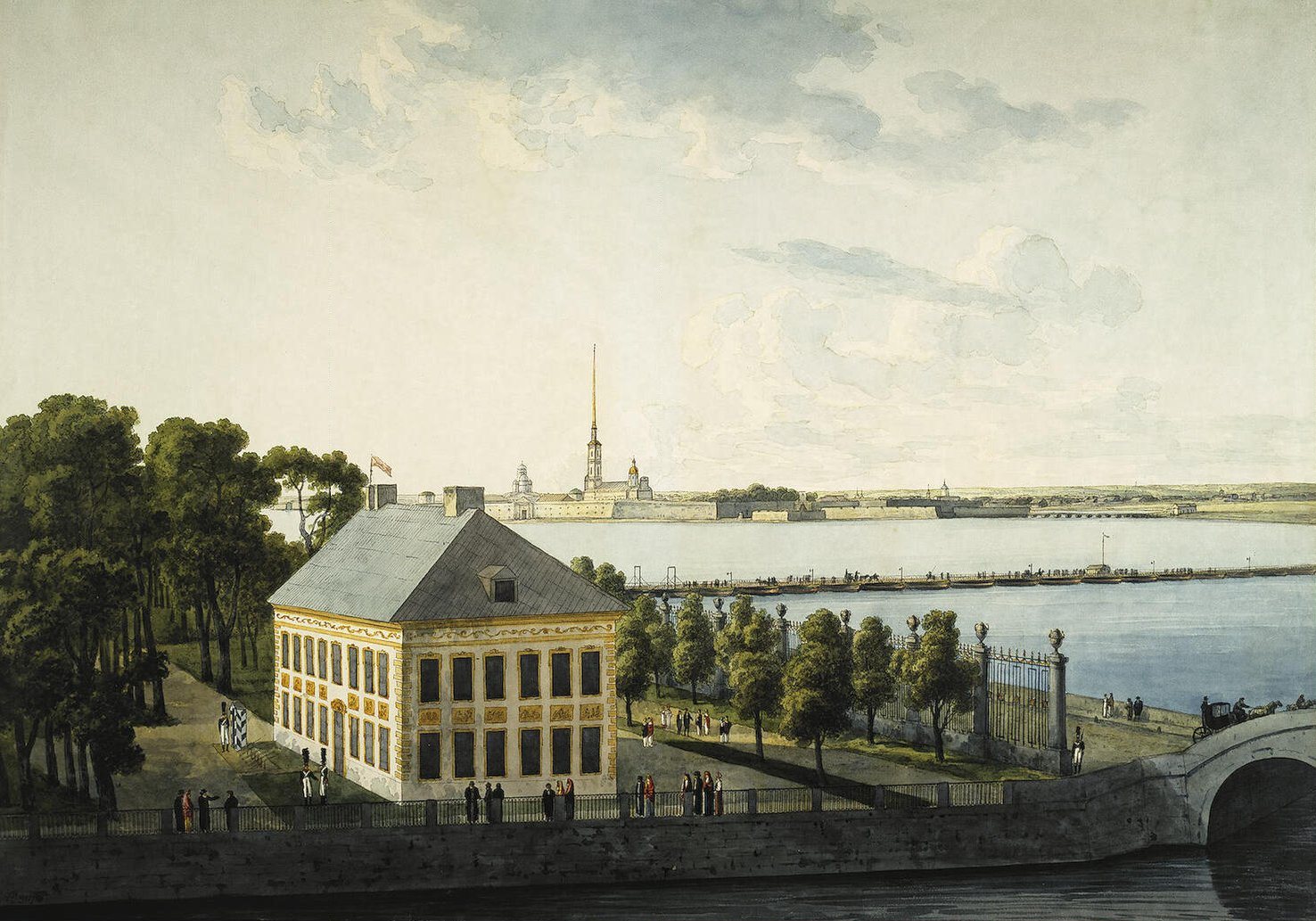 Summer Palace of Peter I by Andrey Martynov, 1809, drawn at Summer Garden, St Petersburg