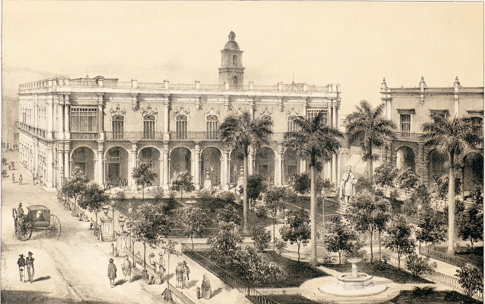 Plaza de Armas, Havana by Frédéric Mialhe, c. 1848, drawn at Plaza de Armas, Havana, Cuba