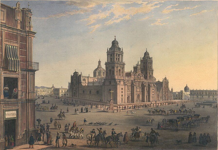 Main Square of Mexico City by Carl Nebel, 1836, drawn at Zócalo, Mexico City, Mexico