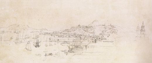 View from São Bento, Rio — Johann Moritz Rugendas, 1821–1825