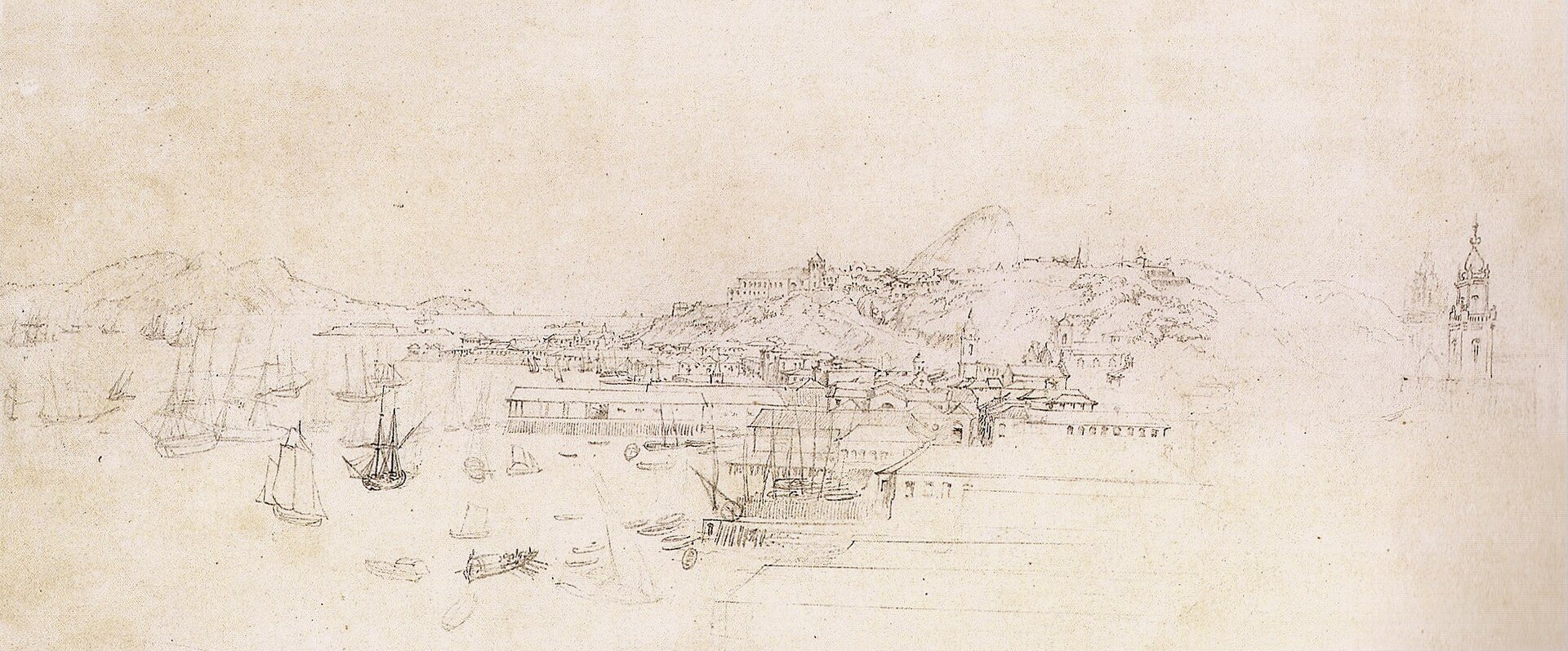 View from São Bento, Rio by Johann Moritz Rugendas, 1821–1825, drawn at São Bento Monastery, Rio de Janeiro