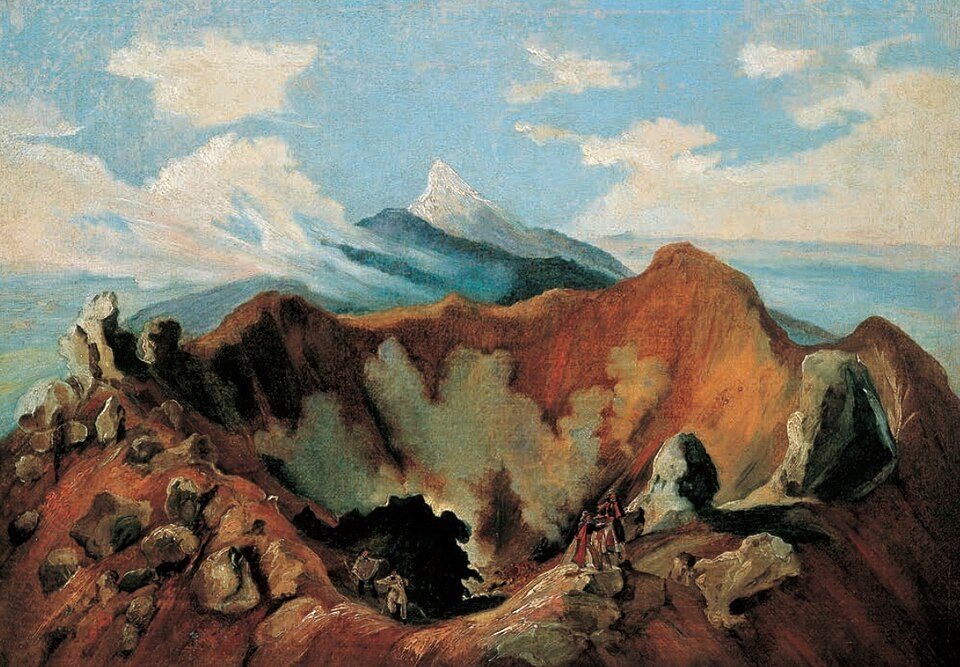 Crater of the Colima Volcano by Johann Moritz Rugendas, 1834, drawn at Colima Volcano, Mexico