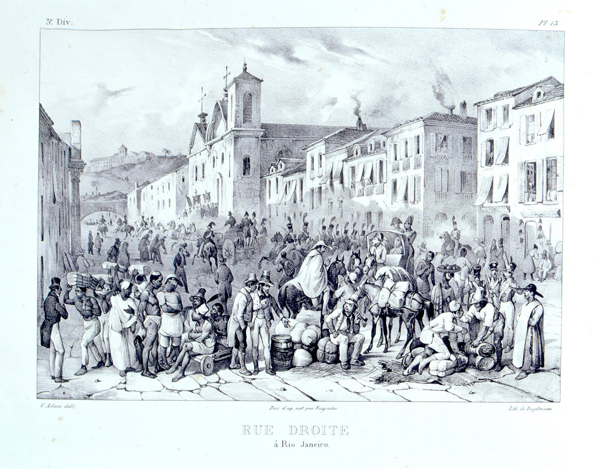 Rua Direita, Rio de Janeiro by Johann Moritz Rugendas, 1821–1825, drawn at Old centre of Rio de Janeiro