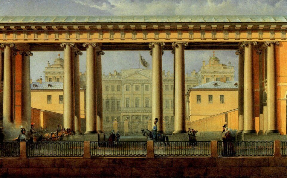Colonnade of Anichkov Palace on the Fontanka by Vasily Sadovnikov, 1838, drawn at Fontanka Embankment, St Petersburg