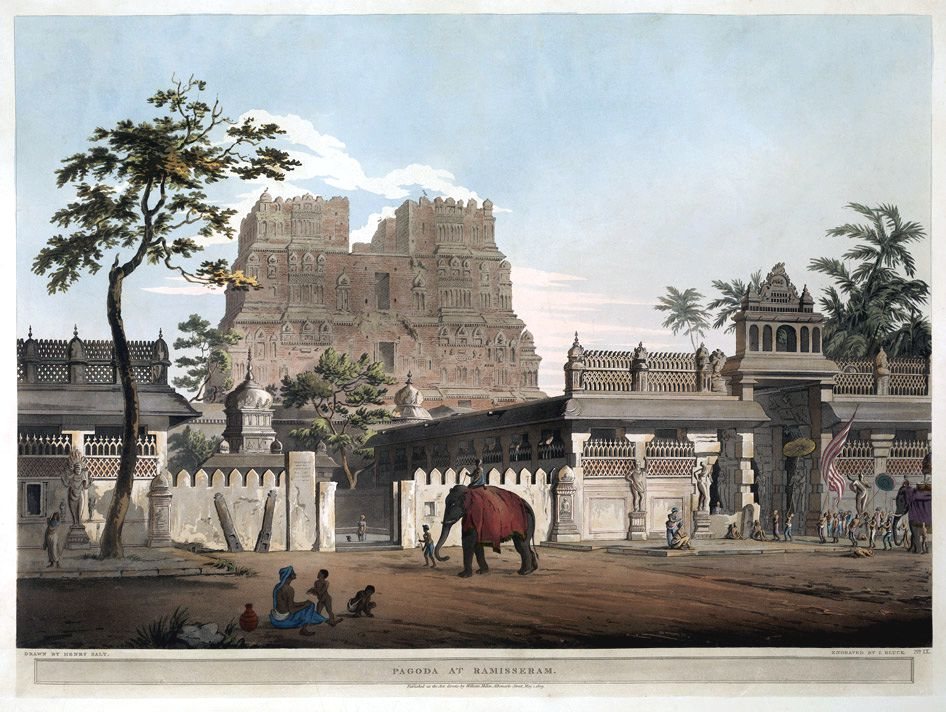 Pagoda at Ramisseram by Henry Salt, 1809, drawn at Rameswaram, India