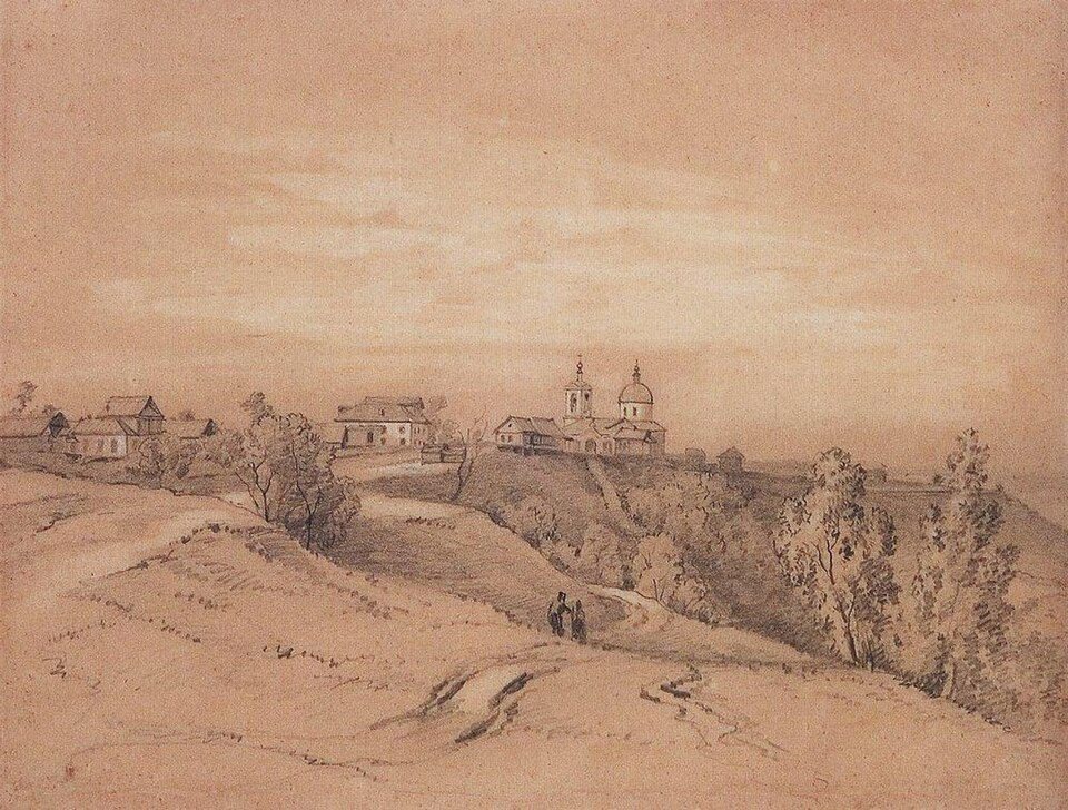 Sparrow Hills near Moscow by Alexei Savrasov, 1850s, drawn at Sparrow Hills, Moscow