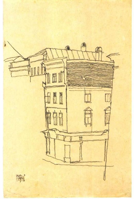 Street Corner, Krumau — Egon Schiele, 1916
