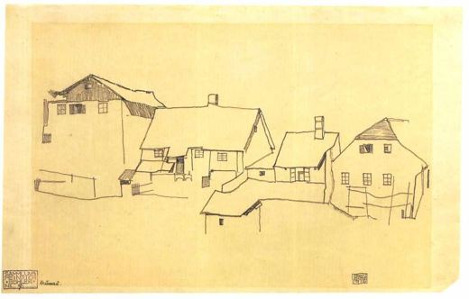 Row of Houses, Krumau — Egon Schiele, 1914