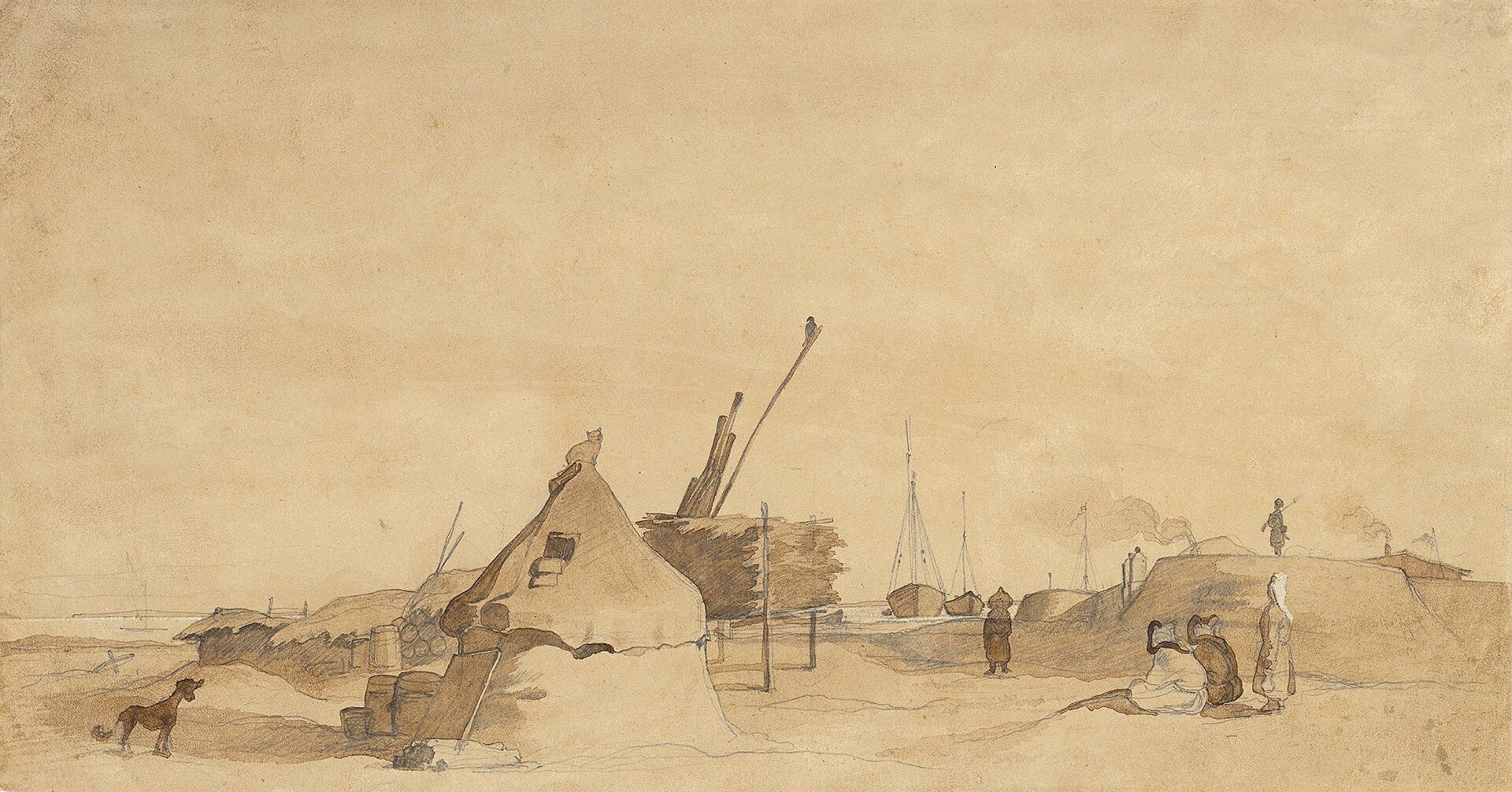 Fort Kosaral in Autumn by Taras Shevchenko, October 1848, drawn at Kosaral Island, Aral Sea, Kazakhstan
