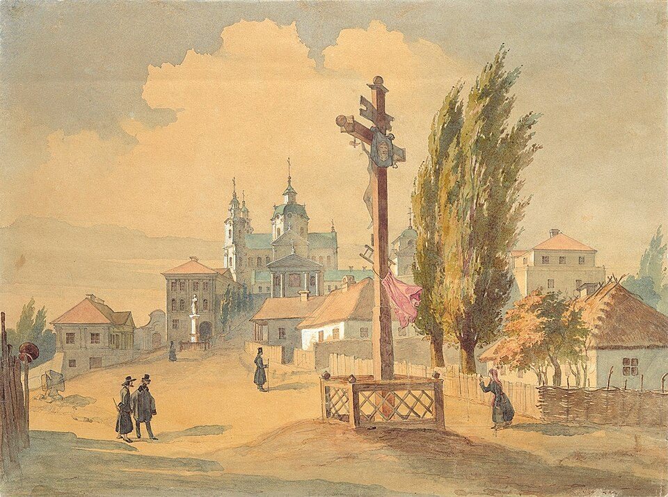 Pochaiv Lavra from the East by Taras Shevchenko, October 1846, drawn at Pochaiv, Ukraine
