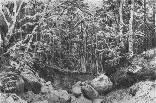 On Mount Kastel near Alushta — Ivan Shishkin, 1879