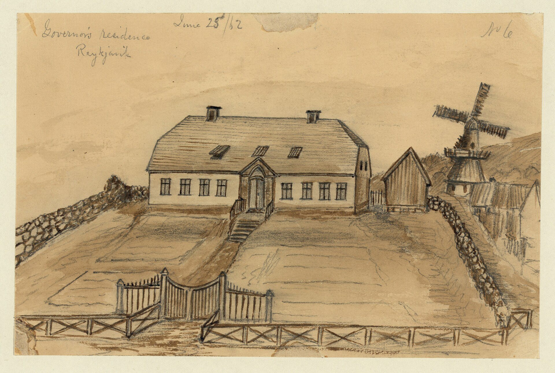 Governor’s Residence, Reykjavik by Bayard Taylor, 25 June 1862, drawn at Reykjavik, Iceland
