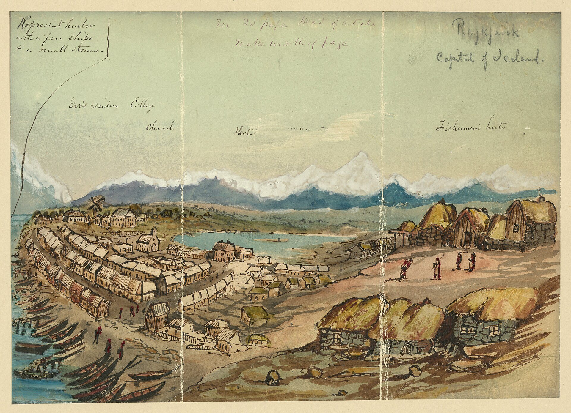 Reykjavik, Capital of Iceland by Bayard Taylor, 1862, drawn at Reykjavik, Iceland