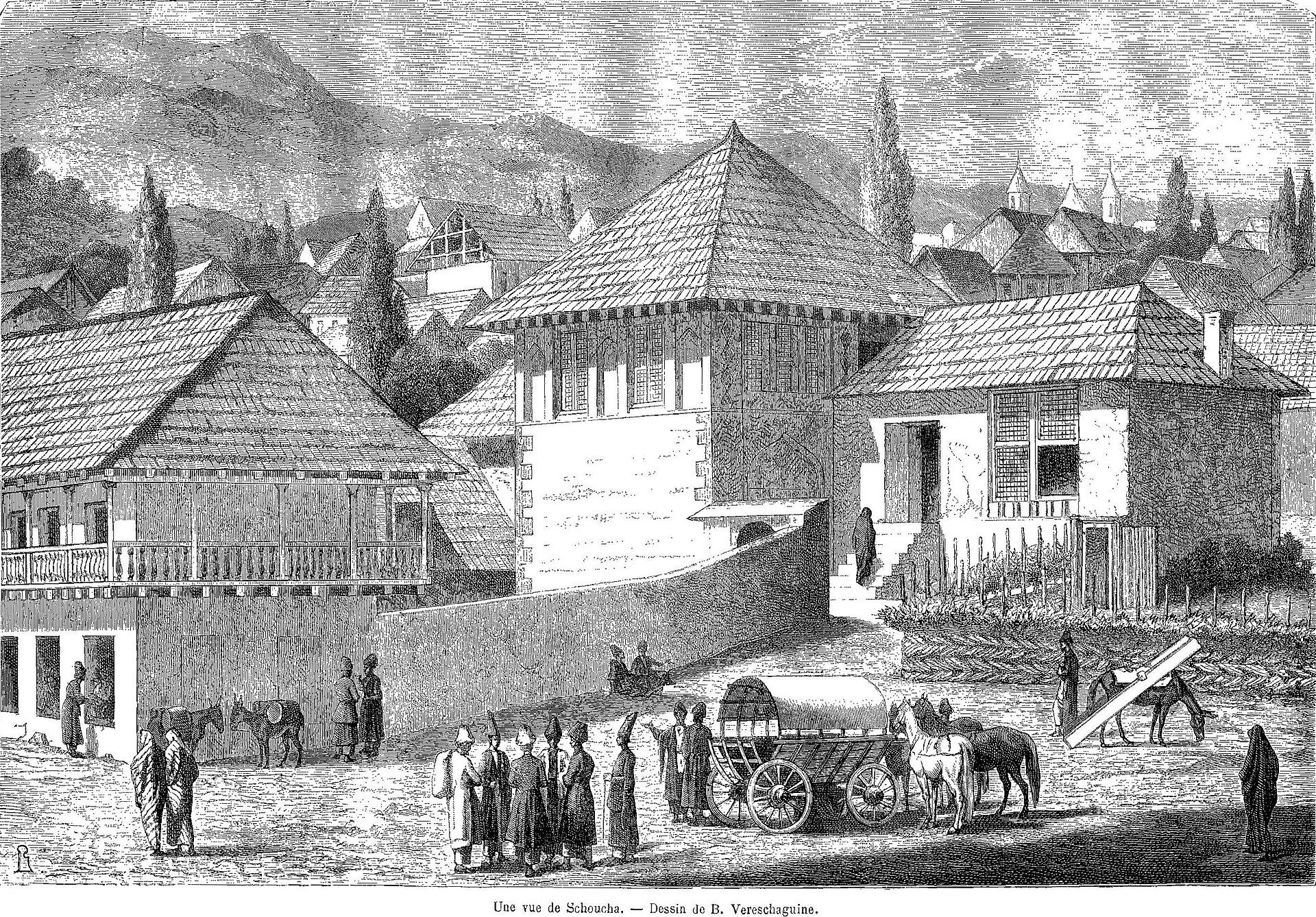 View of Shusha by Vasily Vereshchagin, 1865, drawn at Shusha, Azerbaijan
