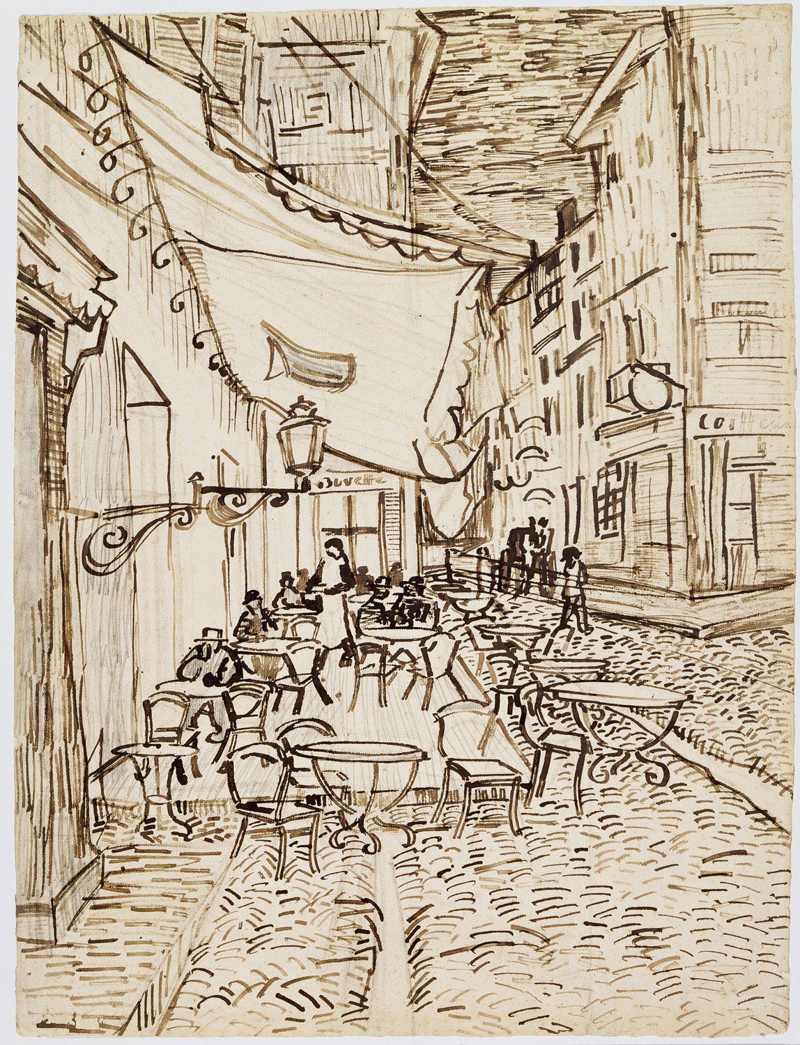 Café Terrace, Arles by Vincent van Gogh, September 1888, drawn at Place du Forum, Arles