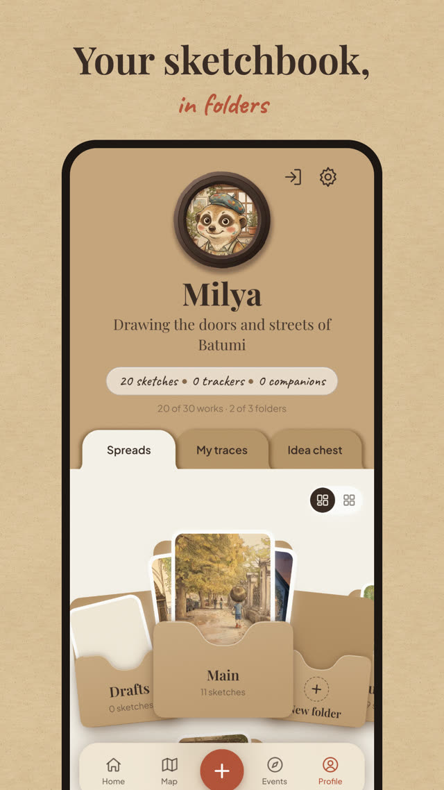 Your sketchbook in folders