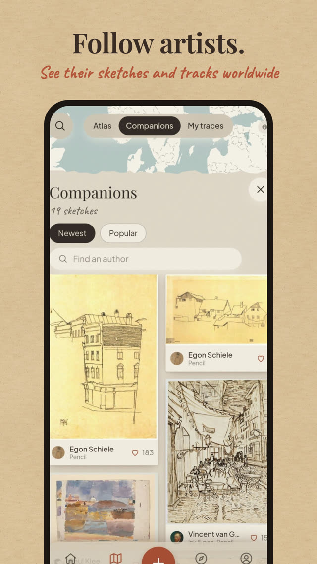 Community: sketches by followed artists with likes