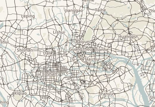 Map of Guangzhou (Canton), China