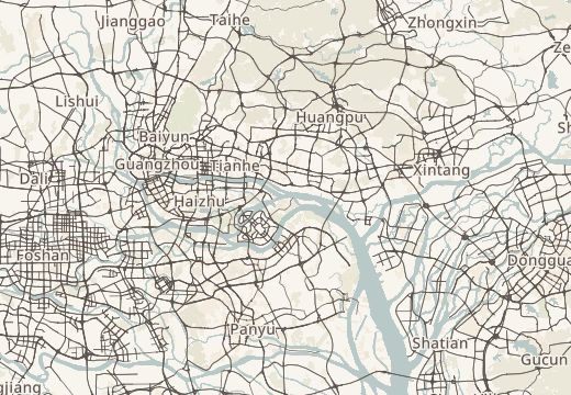 Map around Whampoa, Guangzhou, China