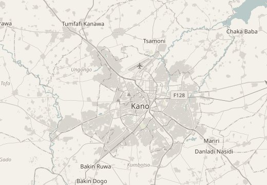 Map around Kano, Nigeria
