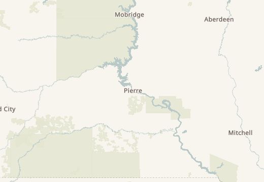 Map around Fort Pierre, South Dakota