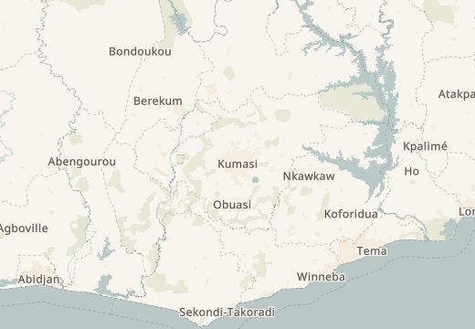 Map around Kumasi, Ghana