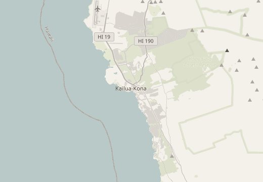 Map around Kailua-Kona, Hawaii